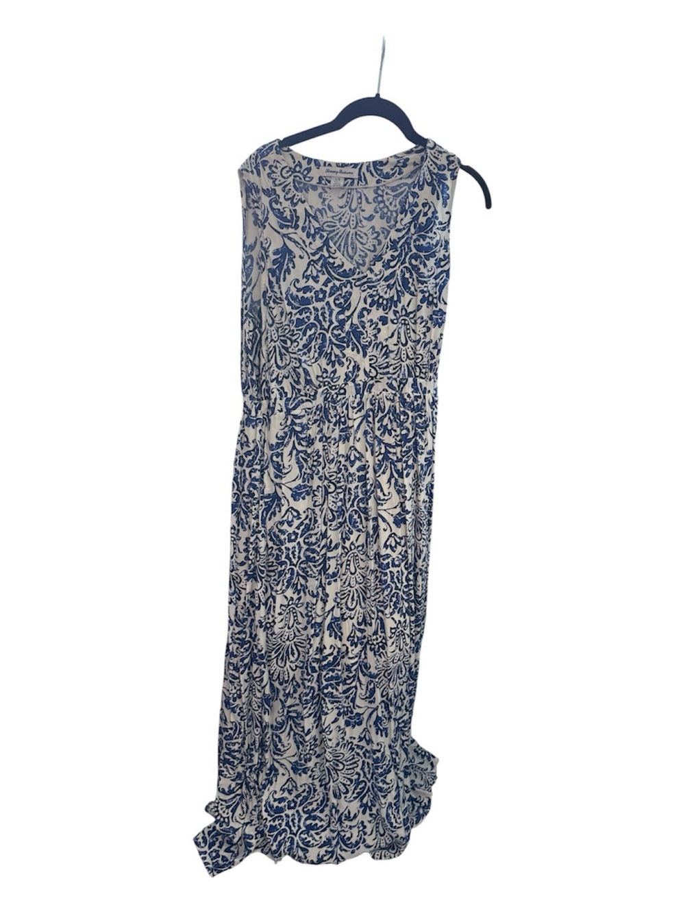Tommy Bahama Navy and White Floral-Print Maxi Dress